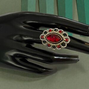 Elegant Red and Gold Cocktail Ring